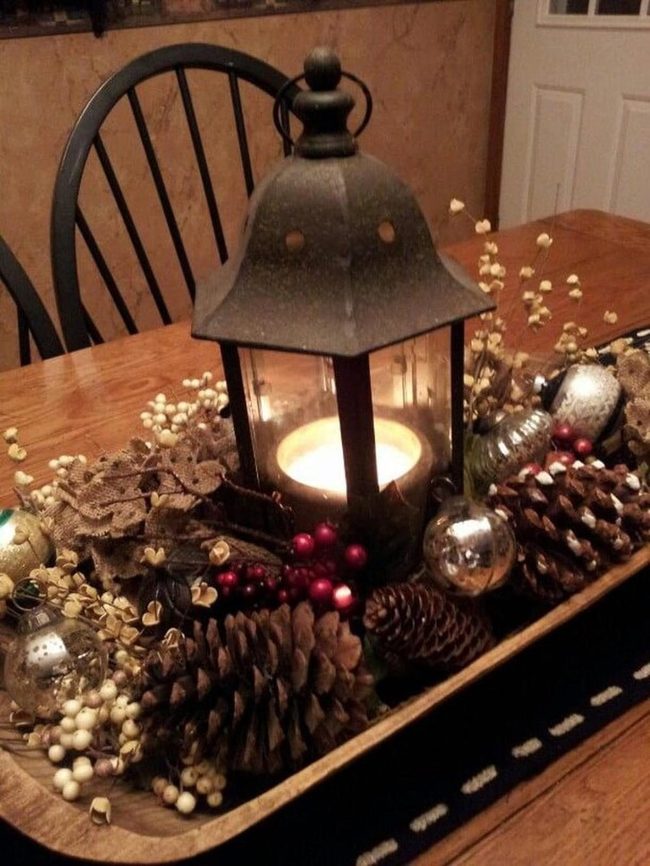 Cinnamon Lantern Table Centerpiece
