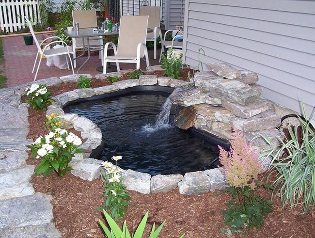 Backyard Pond With Cascading Water