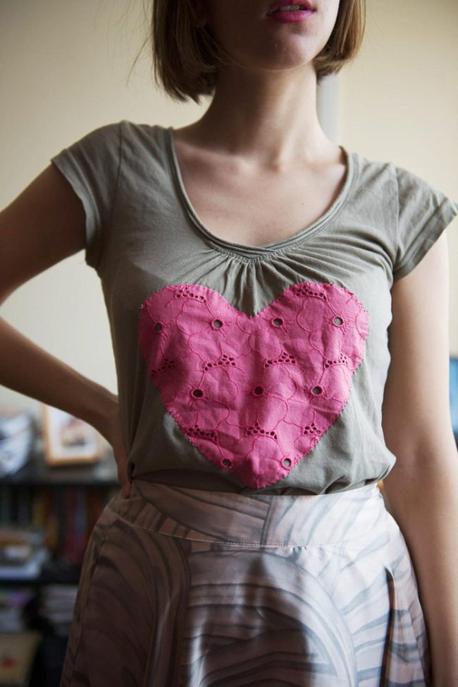 Lace Hearts On Gray Cotton