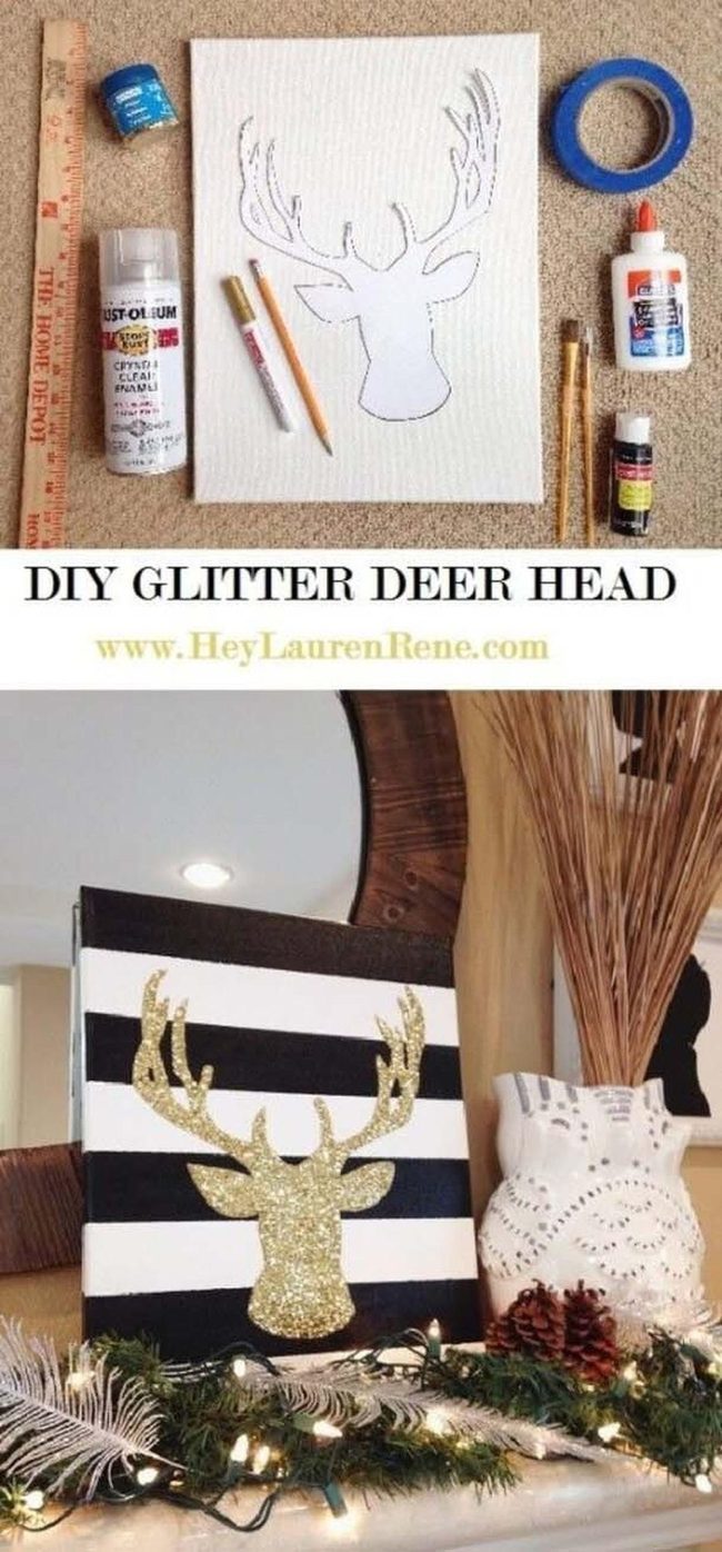 Glitter Deer Stencil Art