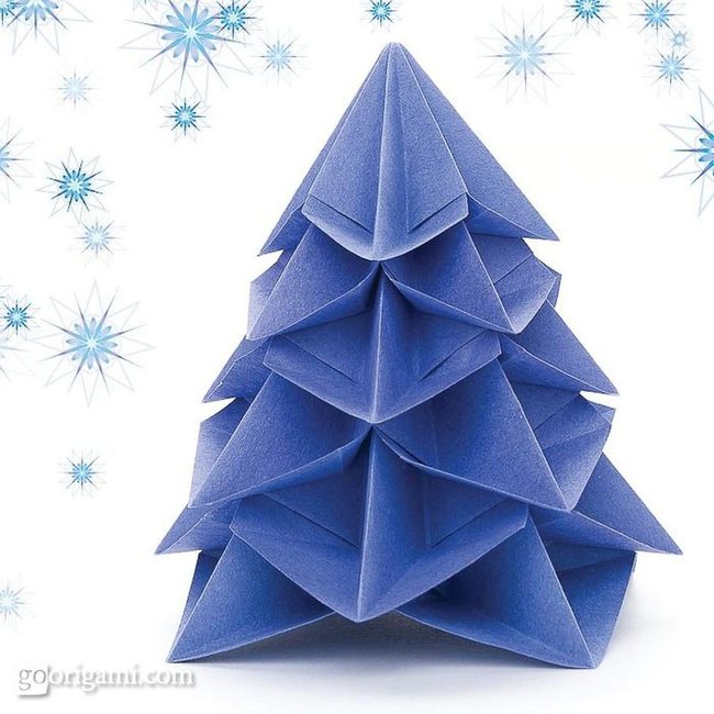 Geometric Blue Paper Trees