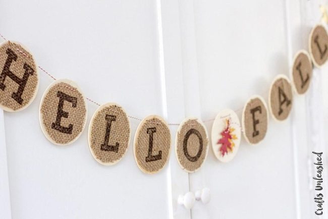 Burlap Fall Letters With Colorful Leaf Circle