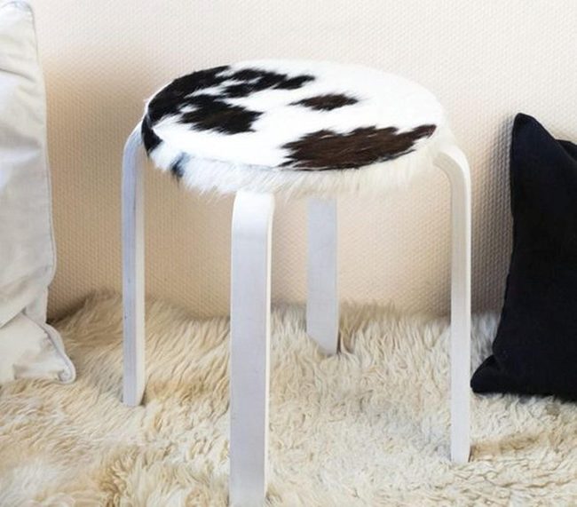 Spotted Cowhide Stool Statement