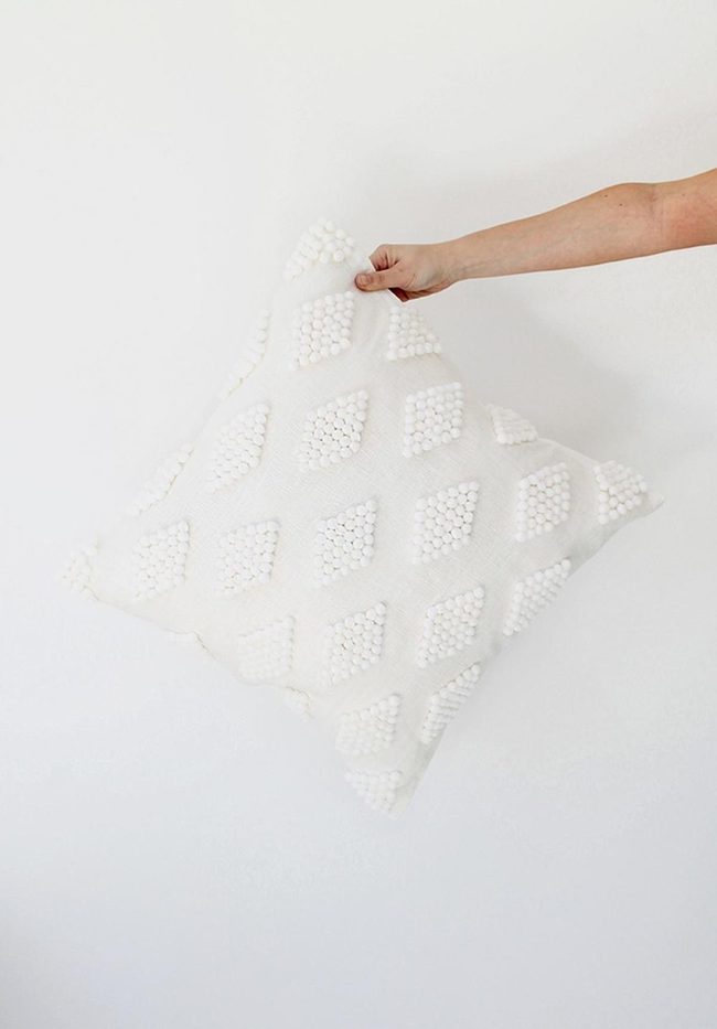 White Diamond-Tufted Accent Pillows
