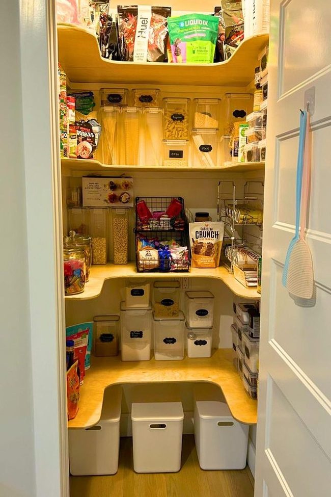 Clear Glass Jars Organized Pantry