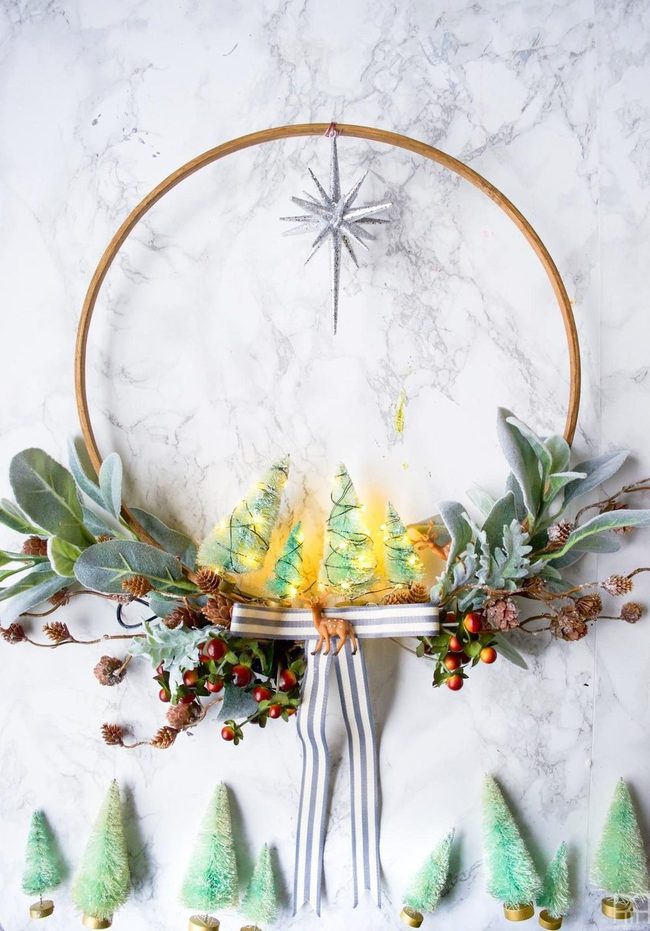 Silver Stars Wooden Hoop Display