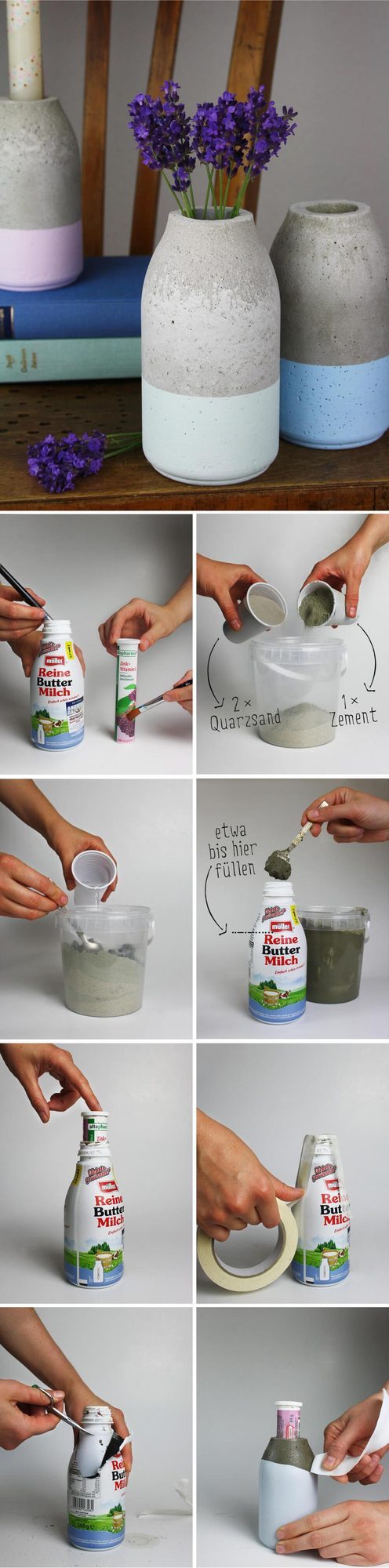 Raw Concrete Milk Bottle Vessels