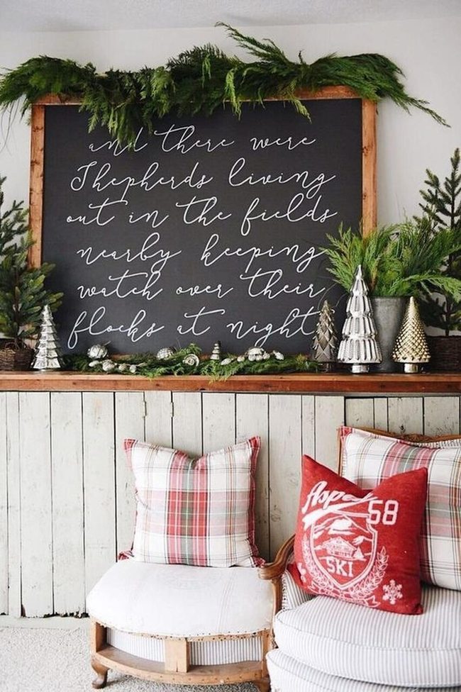 Whitewashed Wood Red Plaid Christmas