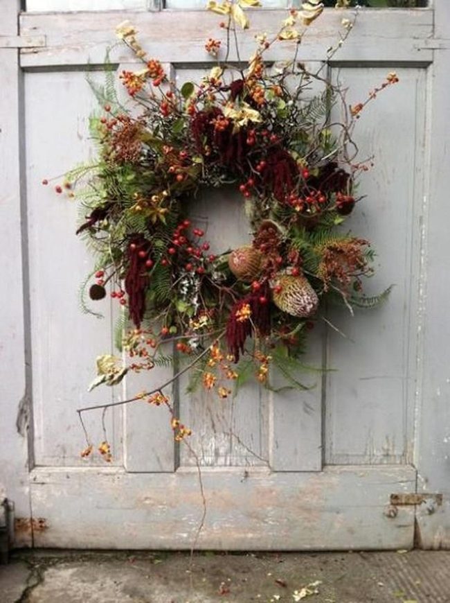 Dried Flowers Burst Weathered Wood
