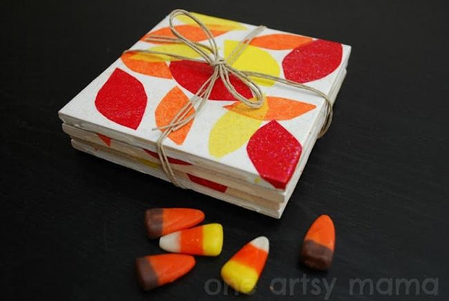 Autumn Orange Cork Coasters
