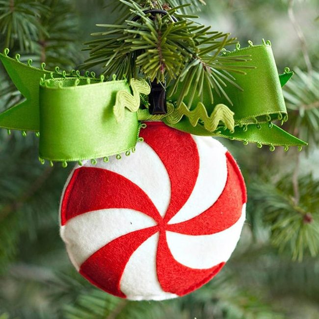 Red And White Striped Christmas Ornament