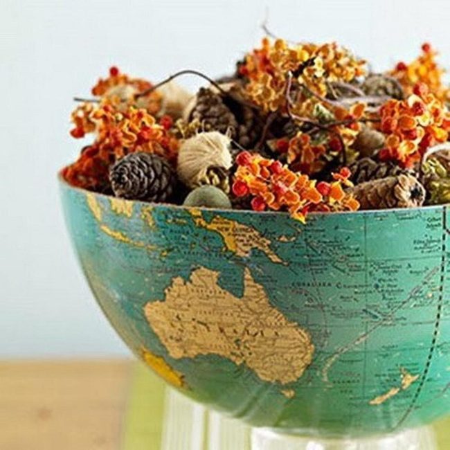Orange Flowers Inside Vintage Globes