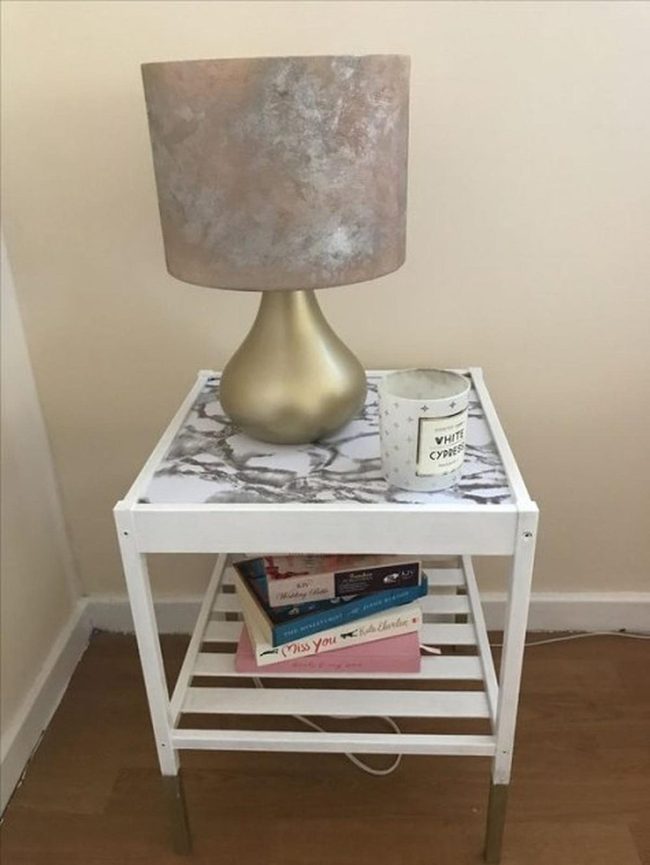 White Cypress Corner With Golden Lamp