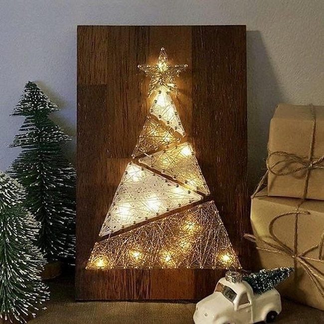 Wood String Lights Winter Forest