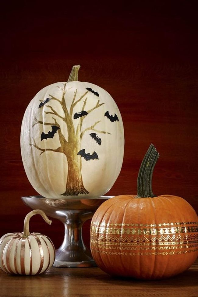 Metallic Gold And Silver Halloween Pumpkins