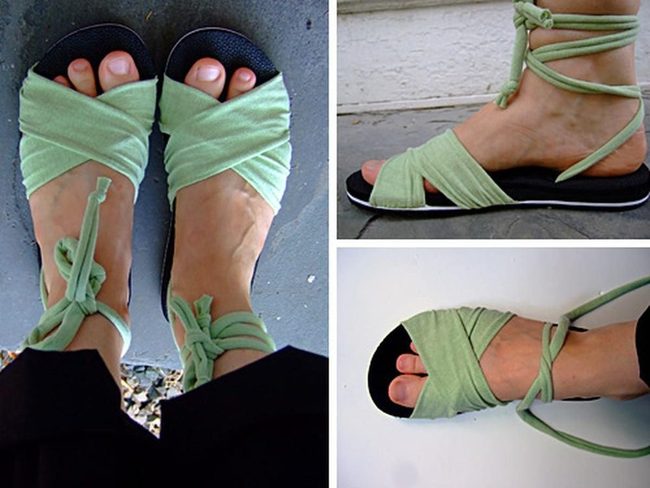 Green Fabric Sandals Summer Staple