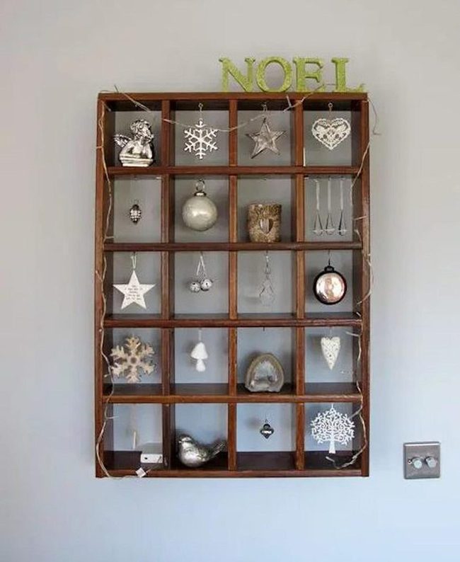 Wooden Shelves Sparkle With Ornaments