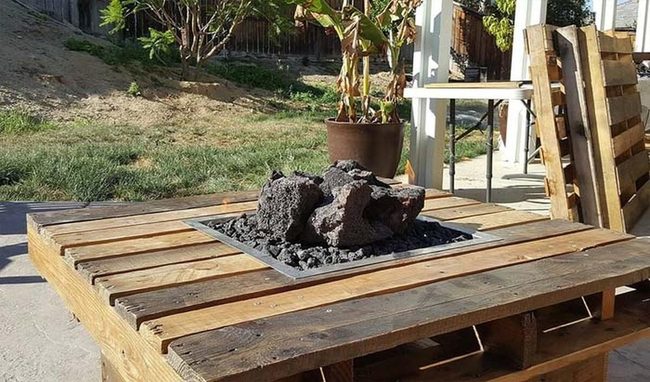 Reclaimed Wood Fire Pit Table