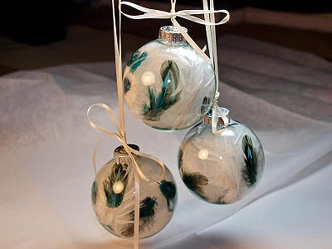 Silver Feather Glass Spheres