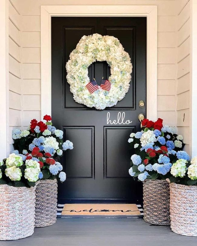 White Florals Meet Black Door