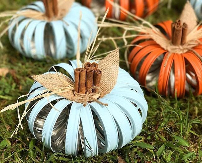 Burlap Mason Jar Pumpkins