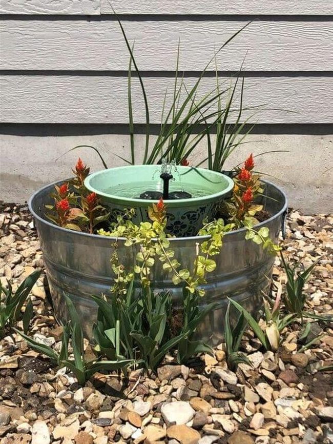 Metal Basin Water Feature Garden