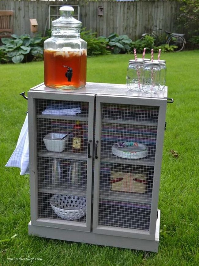 Gray Cabinet Beverage Station