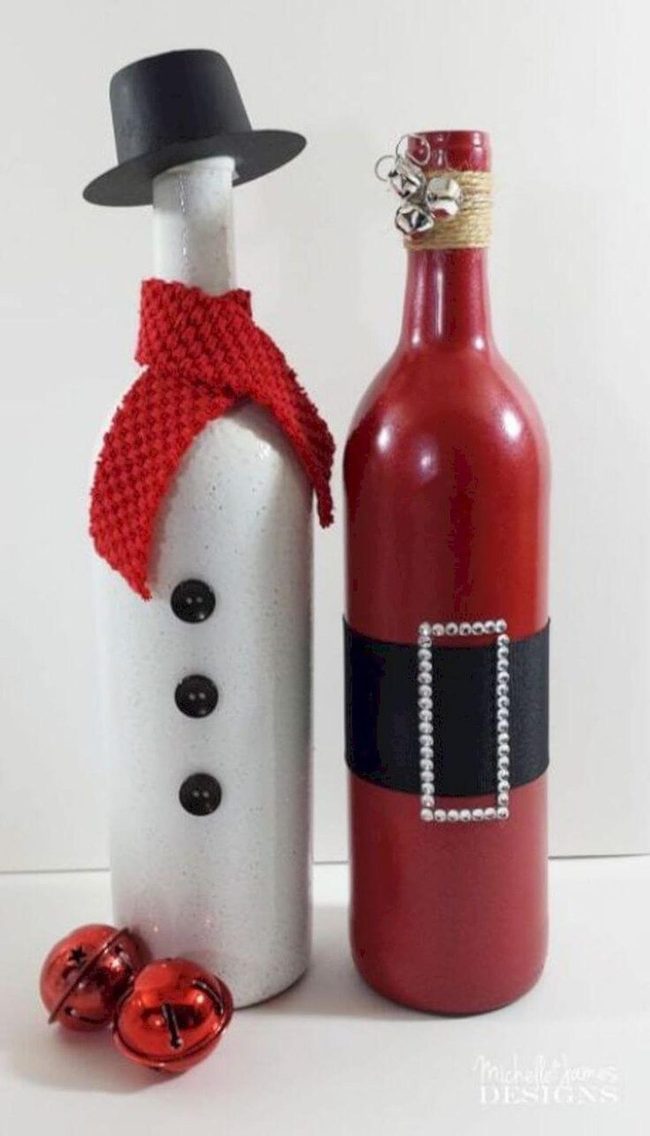 Metallic Red Santa Bottle Vase