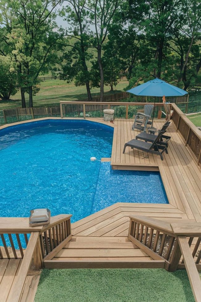 Small Stone Poolside Fire Circle