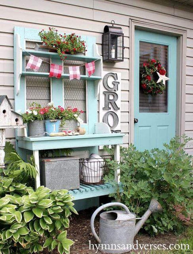 Potting Bench Bursting With Blooms