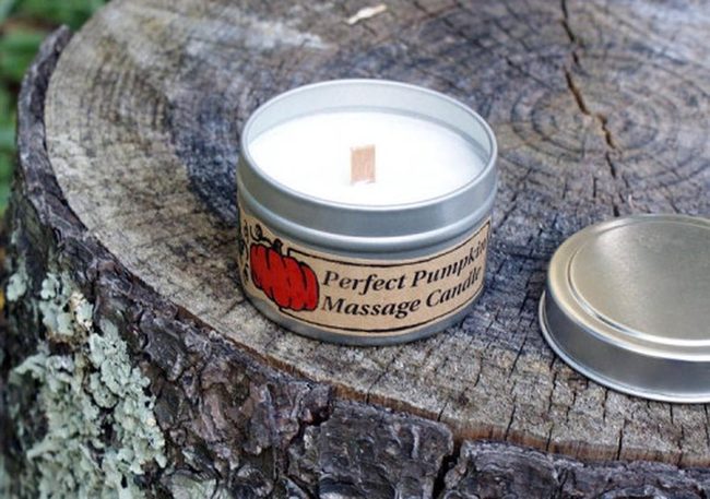Wooden Wick Pumpkin Massage Candles