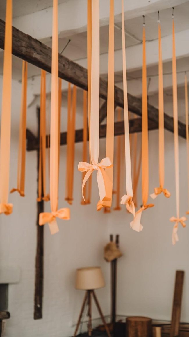 Cascading Fabric Ribbons Wall