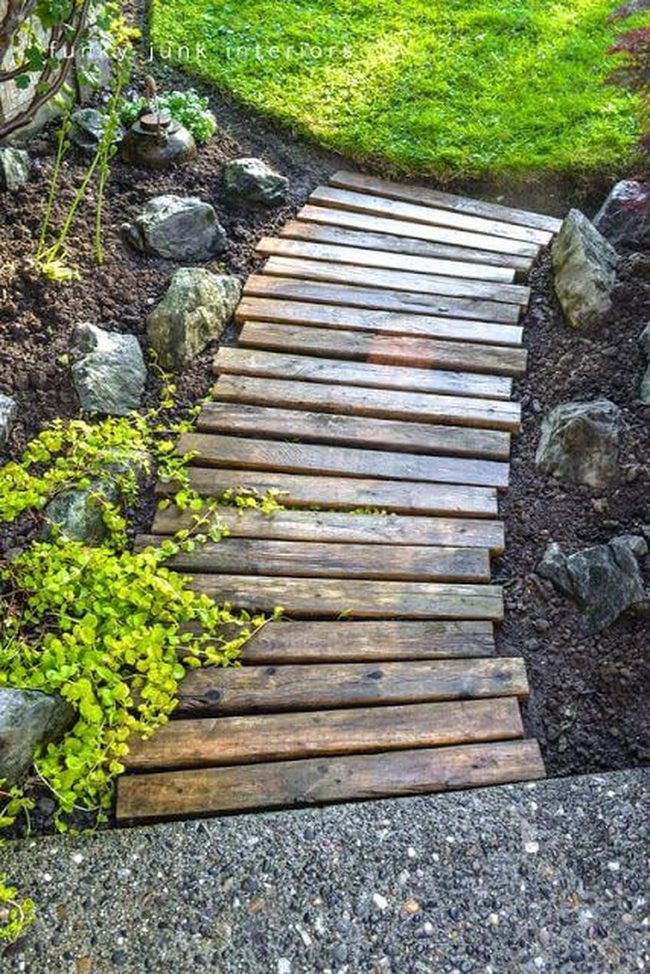 Wooden Planks Through Garden