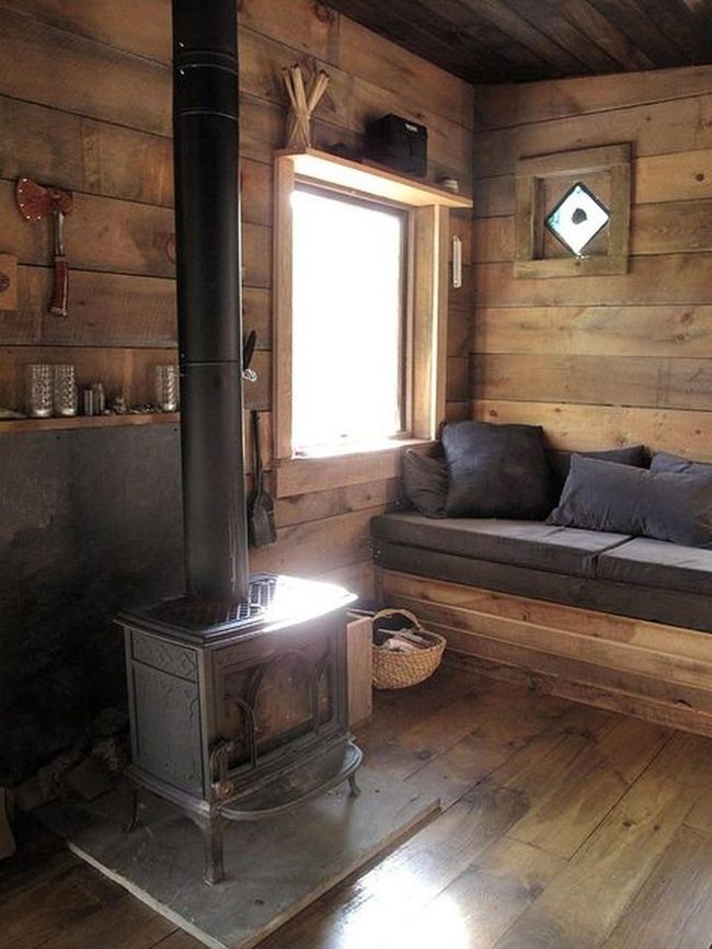 Cabin Warmth Black Stove Wood