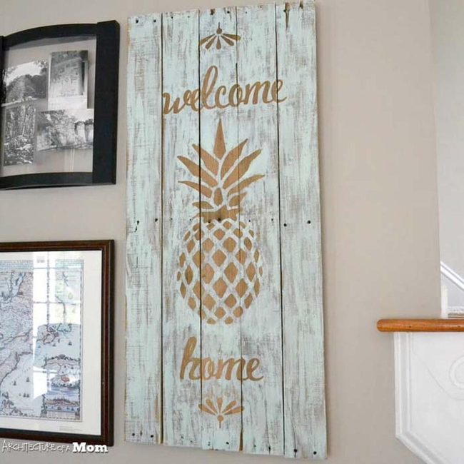 Whitewashed Pineapple Porch Welcome