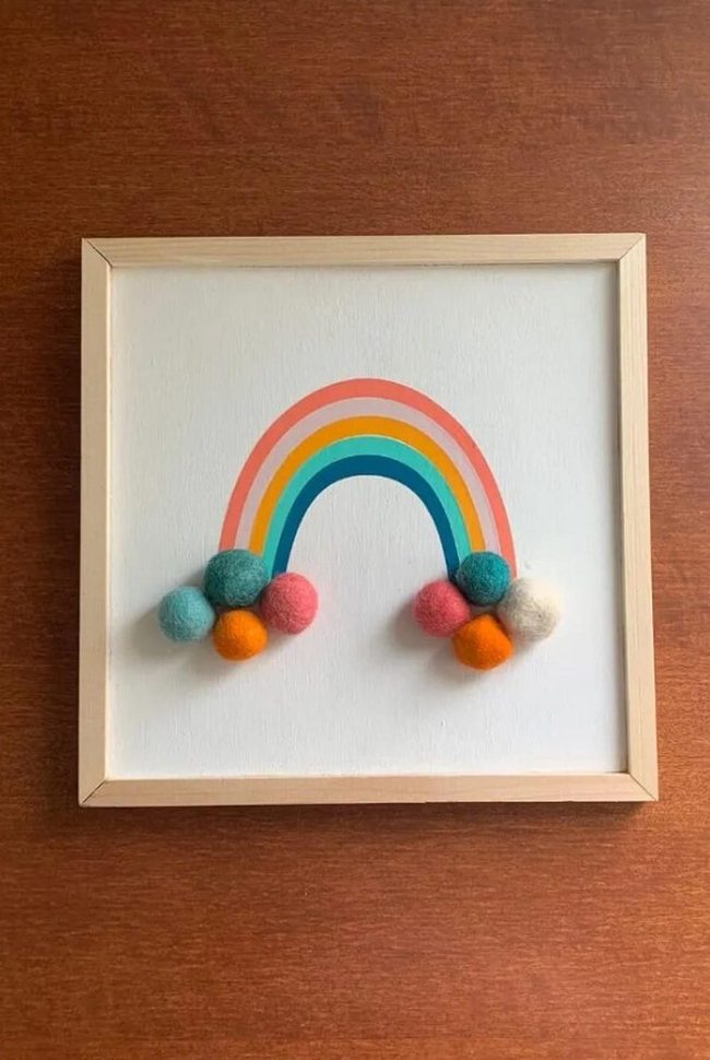 Colorful Rainbow Vinyl With Pom-Poms