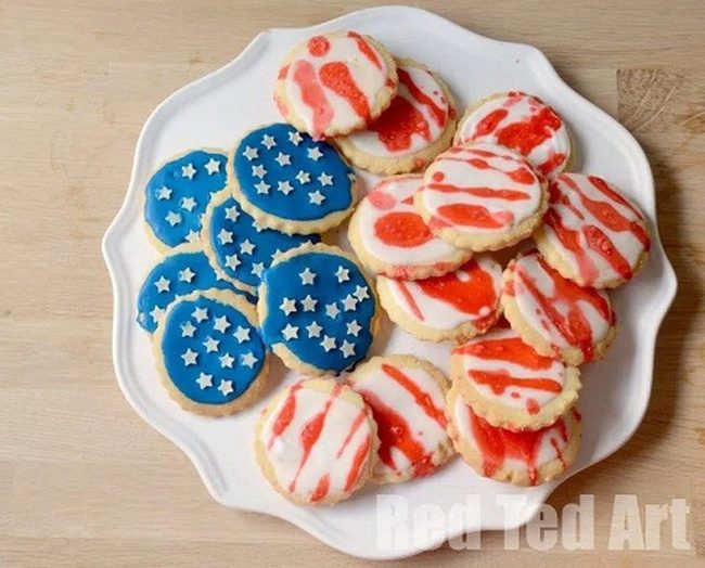 Red White Blue Frosted Cookies