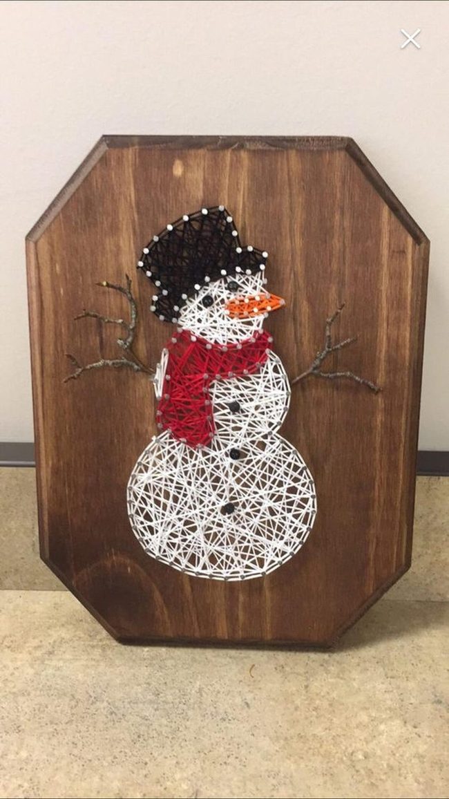White String Snowmen On Wood