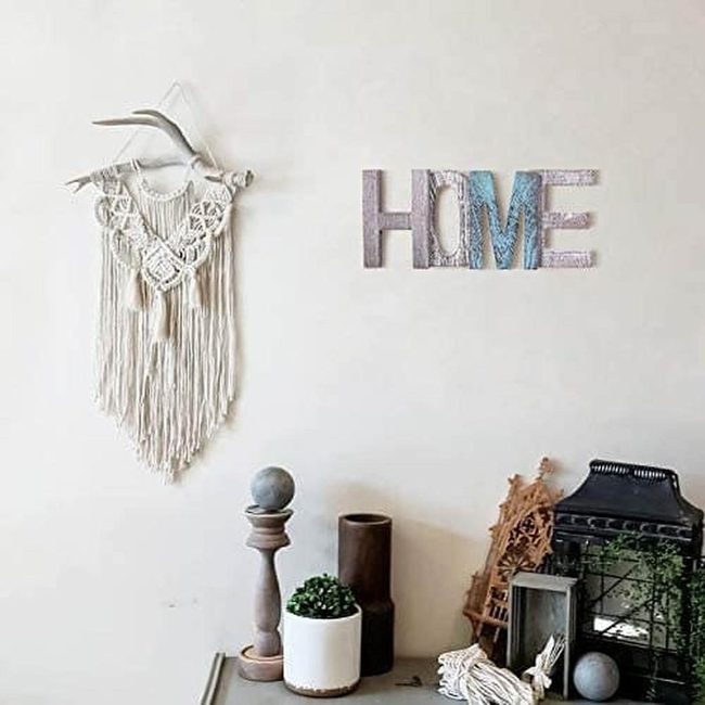 Torched Wood Letters With Whitewash Blue