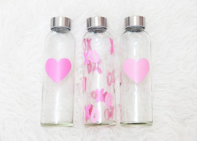Pink Glass Bottles Silver Caps