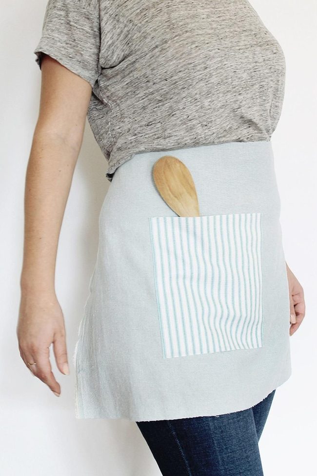 Light Blue Striped Kitchen Apron