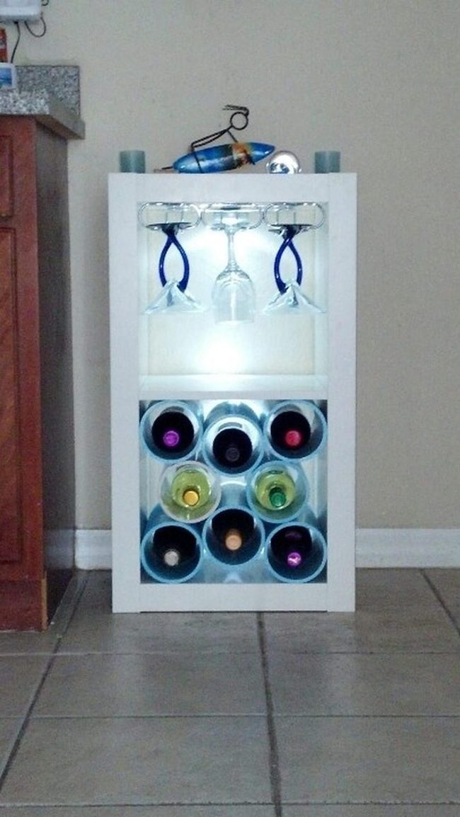 White Metal Nine-Bottle Wall Rack