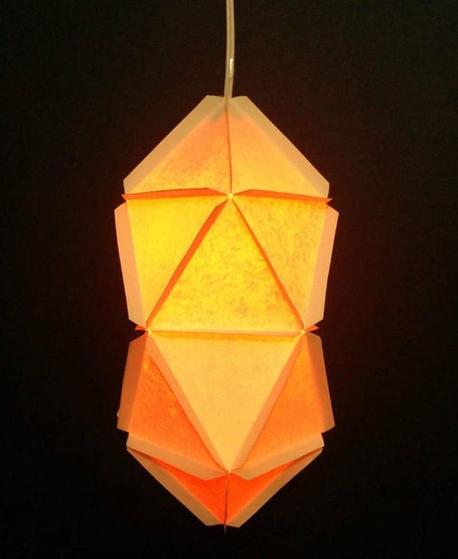 Geometric Orange Paper Pendant