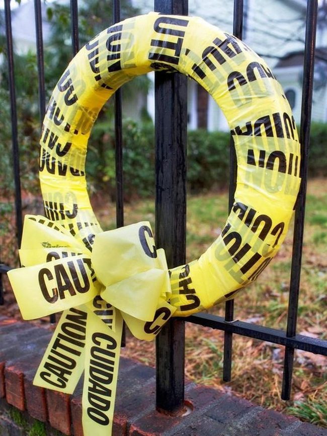 Yellow And Black Caution Wreath
