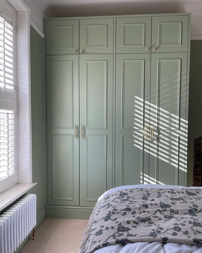 Green Wardrobes With Gold Hardware