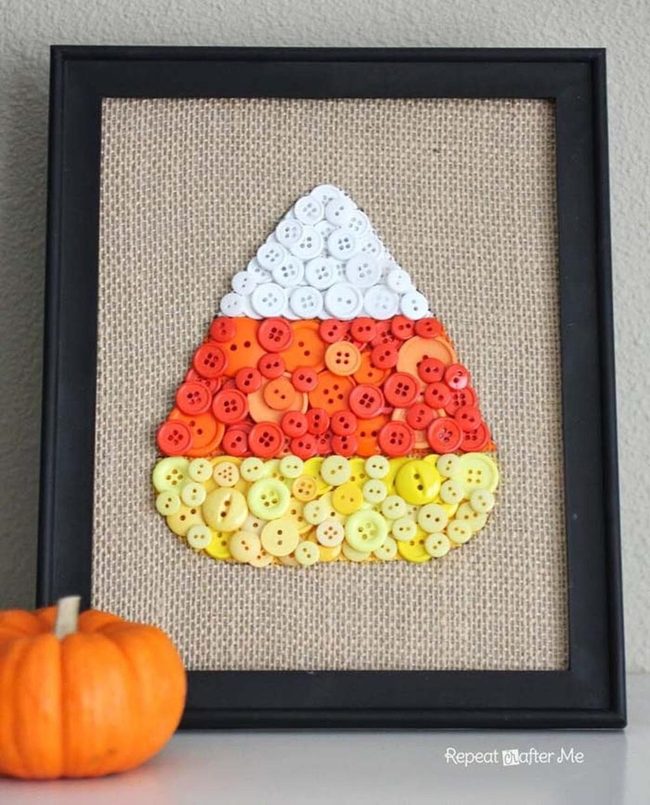 Burlap Button Candy Corn