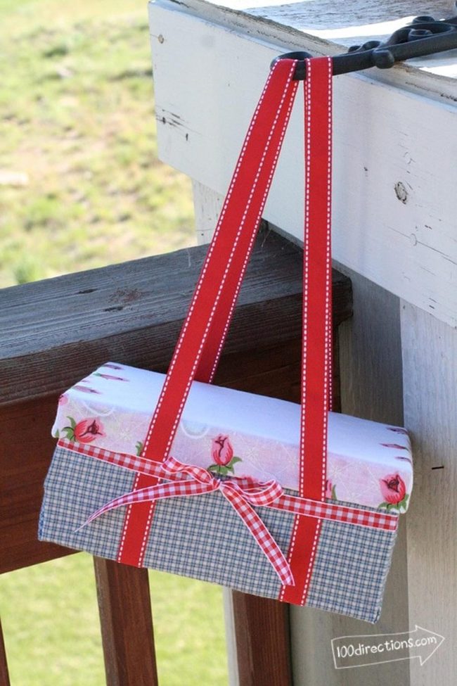 Woven Baskets With Red Leather Straps