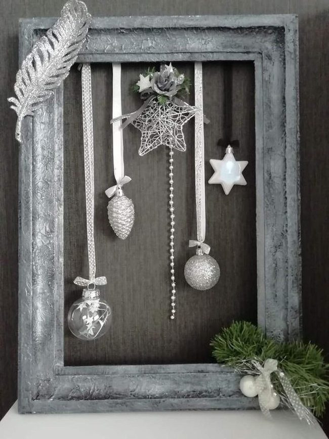 Silver Ornaments In Gray Frames