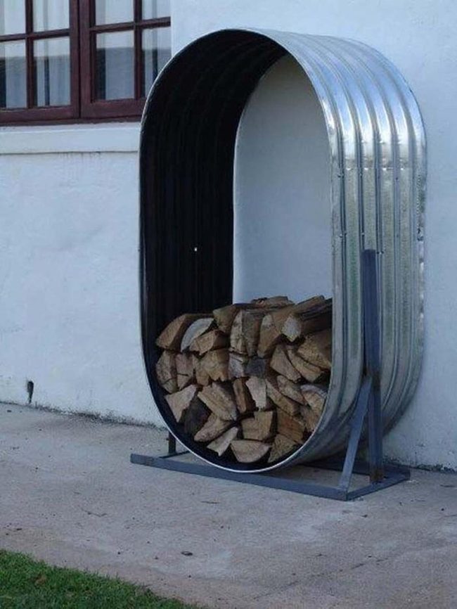 Elevated Galvanized Metal Firewood