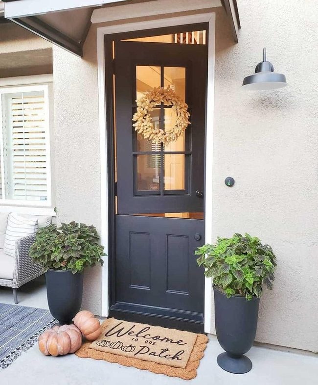 Orange Pumpkins Frame Dark Doorway